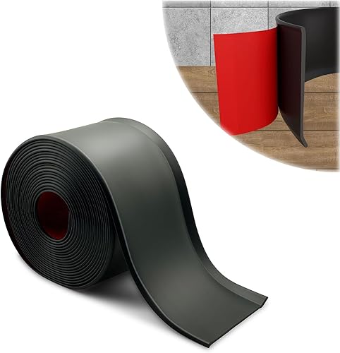 Miniatura 1 de Youyis Base de vinilo para pared, moldura de zócalo de 4 pulgadas, base de pared de goma autoadhesiva flexible, diseño de moldura de despegar y