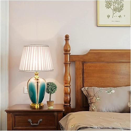 Miniatura 3 de JITEM Lámpara de Mesa American Country Lámpara de mesa con interruptor de botón Jingdezhen lámpara de noche de cerámica 23.2 in de cobre mesita de