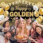 Black & Gold Happy Golden Birthday Banner - Large Happy Birthday Backdrop Decor for Adults - Luxury Golden Party Decorations for 21st, 30th, 40th, 50th, Milestone Celebrations 71x44 Inch - Image 5