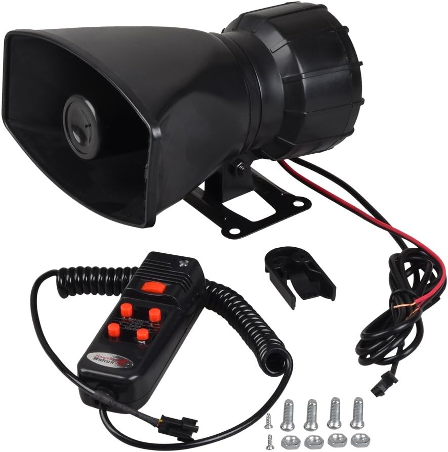 Car 100W Speaker Car Alarm Motorcycle Alarm Siren Police Fire Warning Horn Amplifier Speaker System MIC