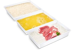 Stackable White Platter Breading Trays | Set of 3 Plastic Serving Trays