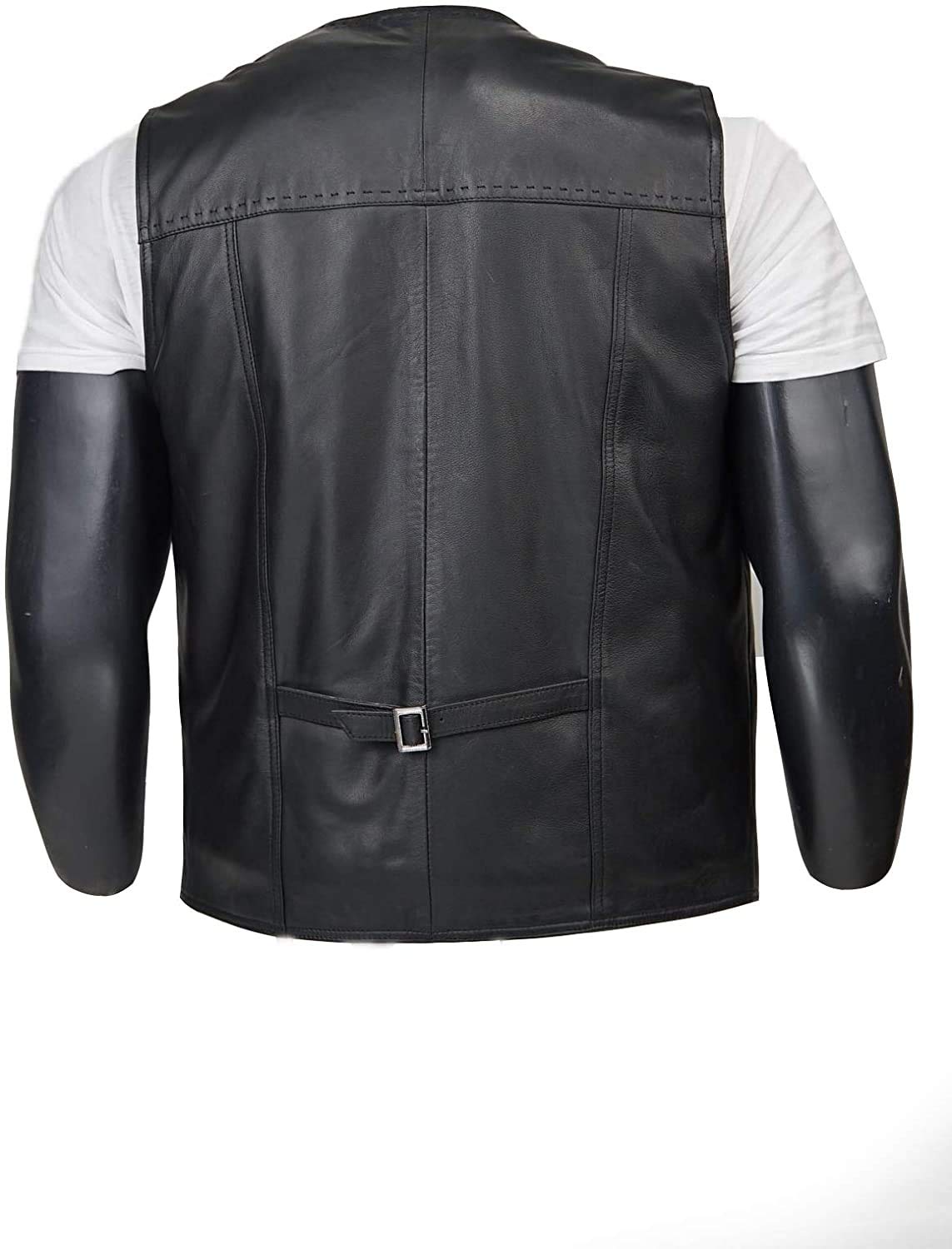 Gilet in pelle di agnello 100%, gilet in pelle nera, gilet in pelle di pecora morbida