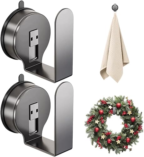 Miniatura 2 de Ganchos de ventosa para coronas en vidrio, ganchos de ducha mejorados sin taladro para ducha, gancho de ventosa de acero inoxidable impermeable