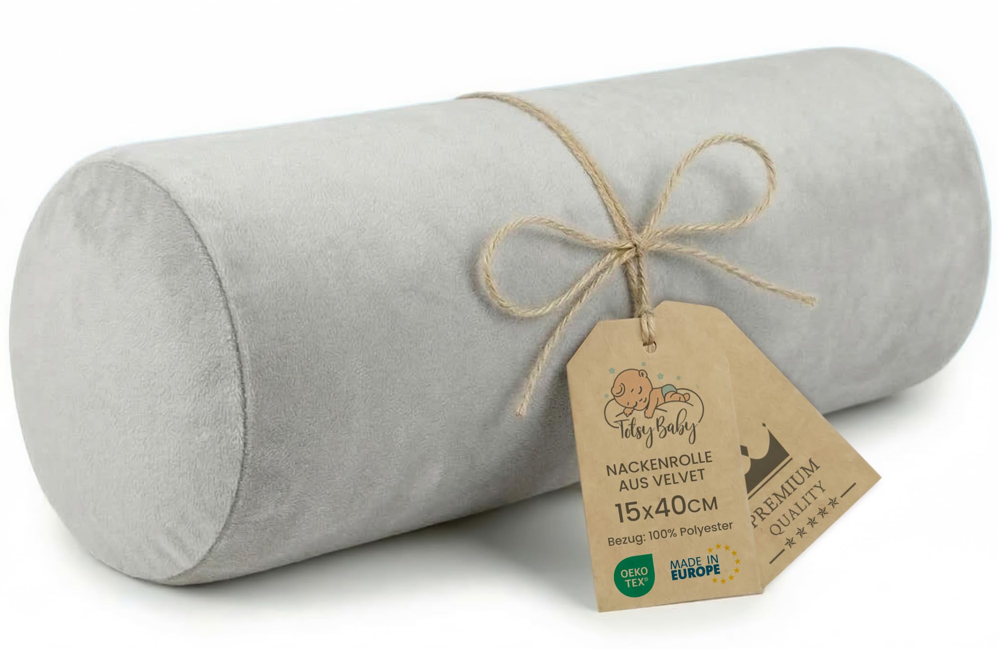 2 Cuscini Cilindrici In Memory Foam 45x11 Cm | Supporto Per Collo, Schiena E Gambe | Federa Lavabile, Grigio | Per Dormire, Viaggi, Yoga