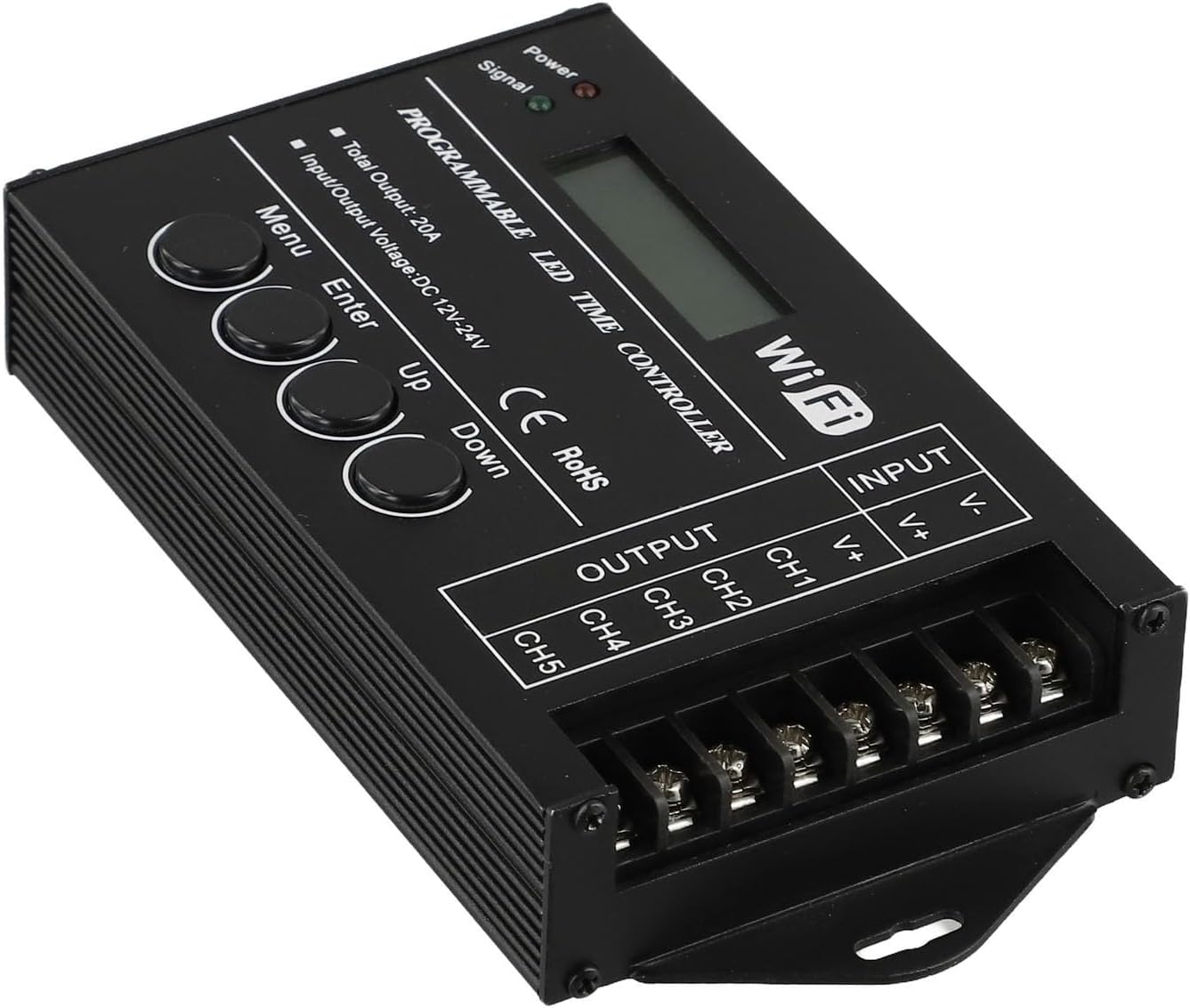 TC421 Programmable RGB LED Display Controller Timer 5 Channel DC12-24V Aluminum Alloy with Customizable Schedule Mode with Two-Color Monochrome LED Lighting for Light Advertising Home
