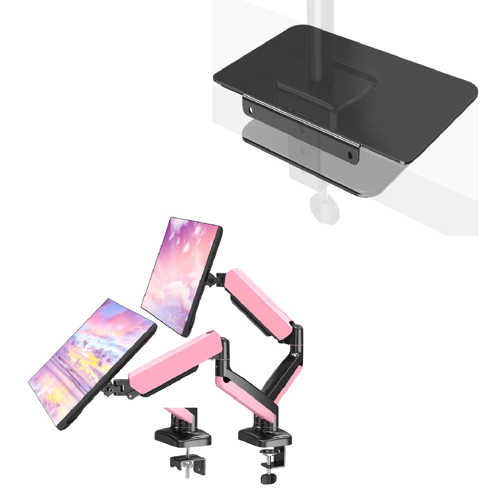 Buy UP Pink Dual Monitor Stand for Glass Desk, with Desk Reinforcement