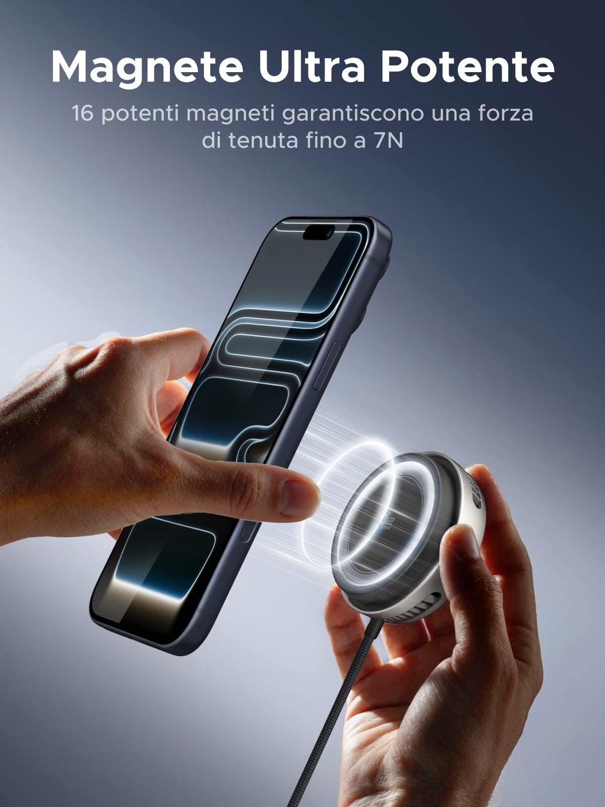 UGREEN MagFlow Pro Caricatore Wireless iPhone Magsafe, Qi2 25W Certificato Ricarica Rapida, Raffreddamento MAX con TEC Cooling e Ventilatore Integrato, Compatibile con iPhone 17 16 15 14 13 12