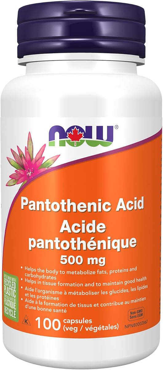 NOW Supplements, Pantothenic Acid (Vitamin B-5) 500 mg, B-Complex Vitamin, 100 Capsules