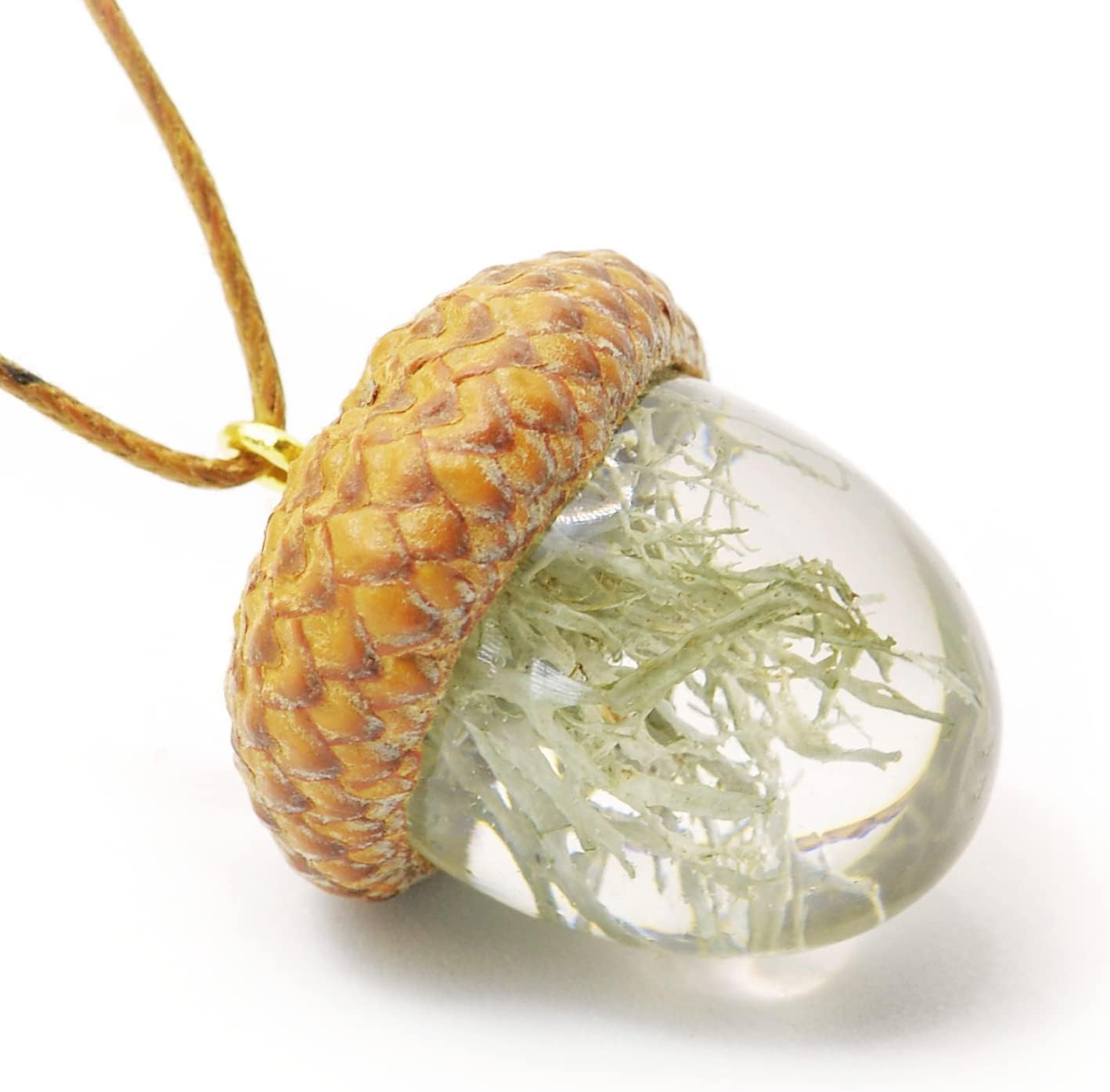 English Real Plant Pendant Necklace for Women and Men. Handmade Acorn Pendant for Partnership, Loyalty, and Teamwork Gifts Set in Eco Resin