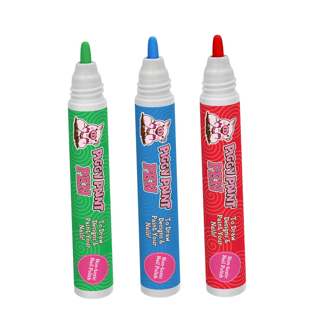 Piggy Paint Nail Polish Pens - Bright Bunch Bundle (Green, Blue & Red)