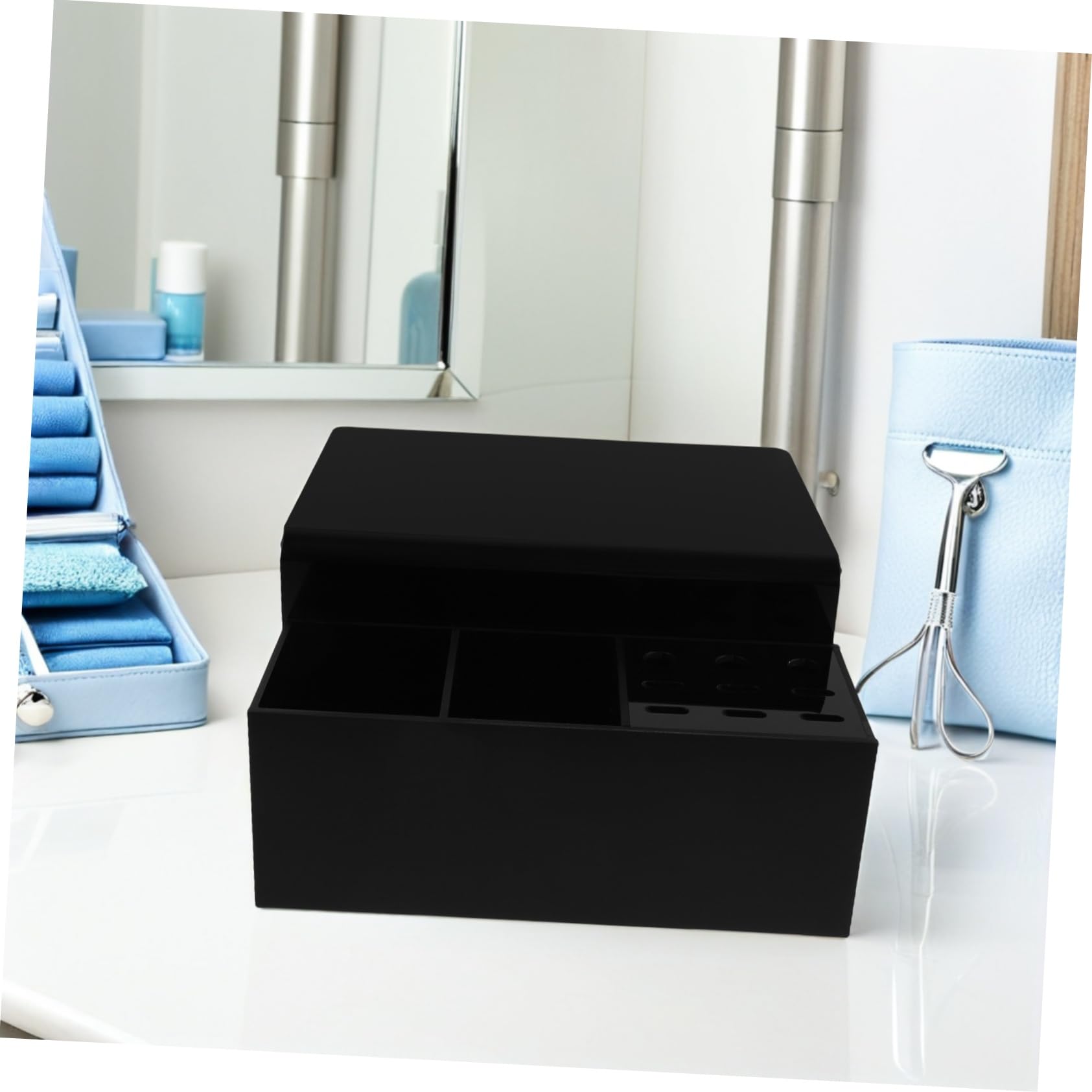 Organizador de Almohadilla para Pestañas con Soporte Desmontable Negro Cojín Cervical Ergonómico para Técnicos de Pestañas Salón Compacto y Fácil de Limpiar