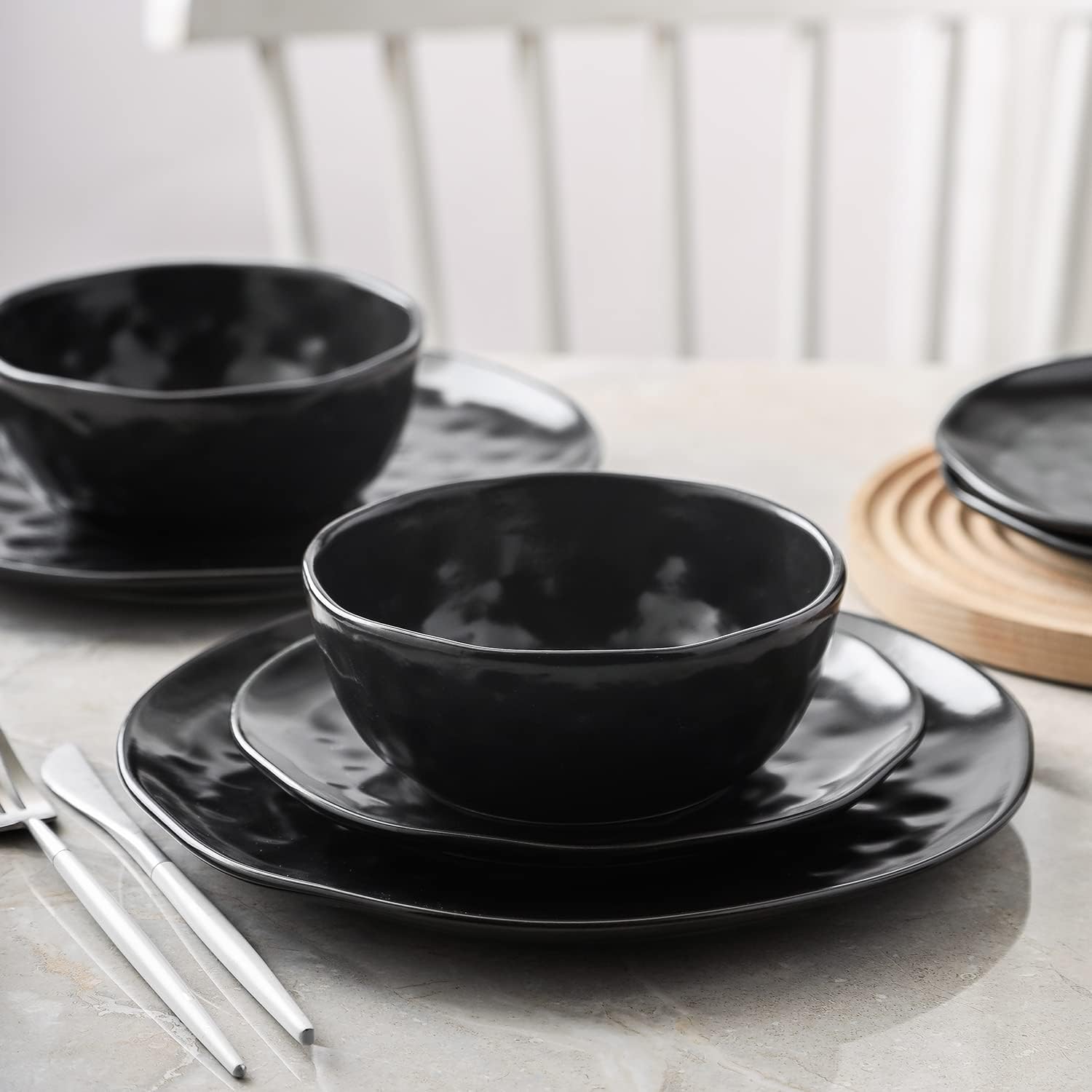 Amazon.com | Stone lain Ivy Porcelain Dinnerware Set, 24-Piece Service ...