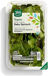 365 by Whole Foods Market Organic Baby Spinach, Triple-Washed 16 oz - Fresh Nutrient-Rich Greens