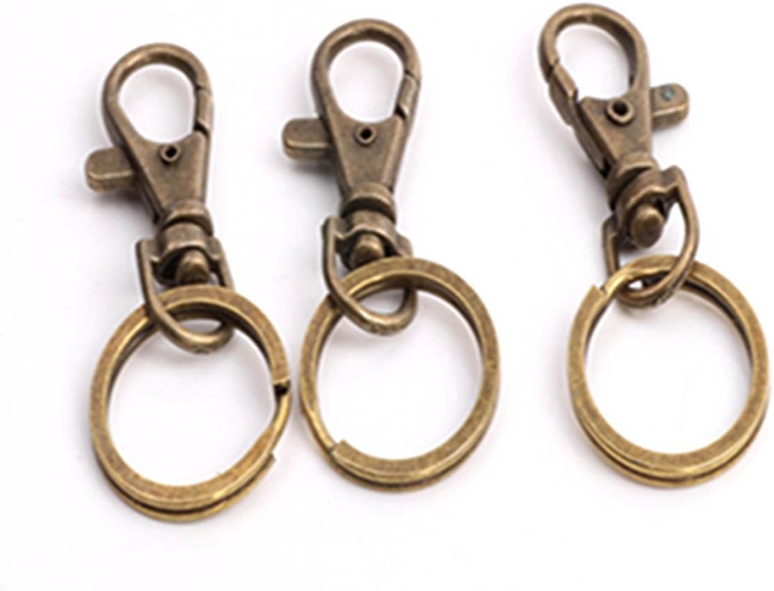 Cooplay 10 Bronze Flat Heart Five Star Style Carabiner Lobster Clasps Swivel Claw Hook Key Keyring Split Ring Trigger Clips for Car House Keys (Flat)