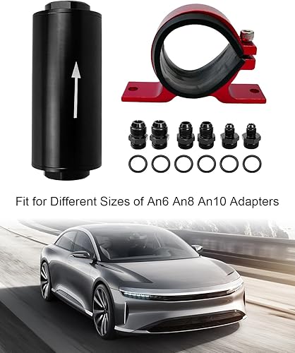 Miniatura 5 de Filtro de combustible en línea de 10 micrones con kit de soporte de montaje de 1.969 in con adaptador An6 An8 An10 de diferentes tamaños y la