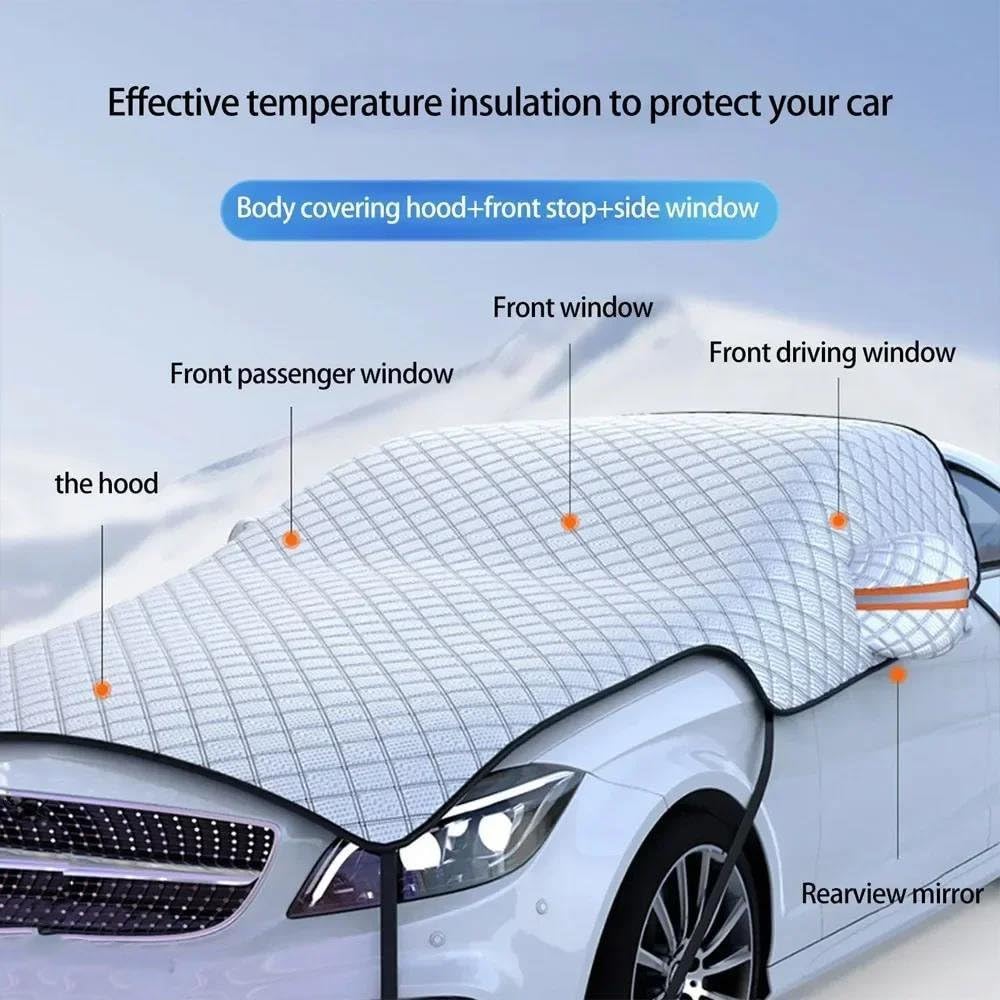 Couverture De Neige Universelle Extra Large pour Pare-Brise Voiture, Protection Tout Compris, Anti-Neige, Anti-Gel, Pare-Soleil Hiver Bâche Voiture