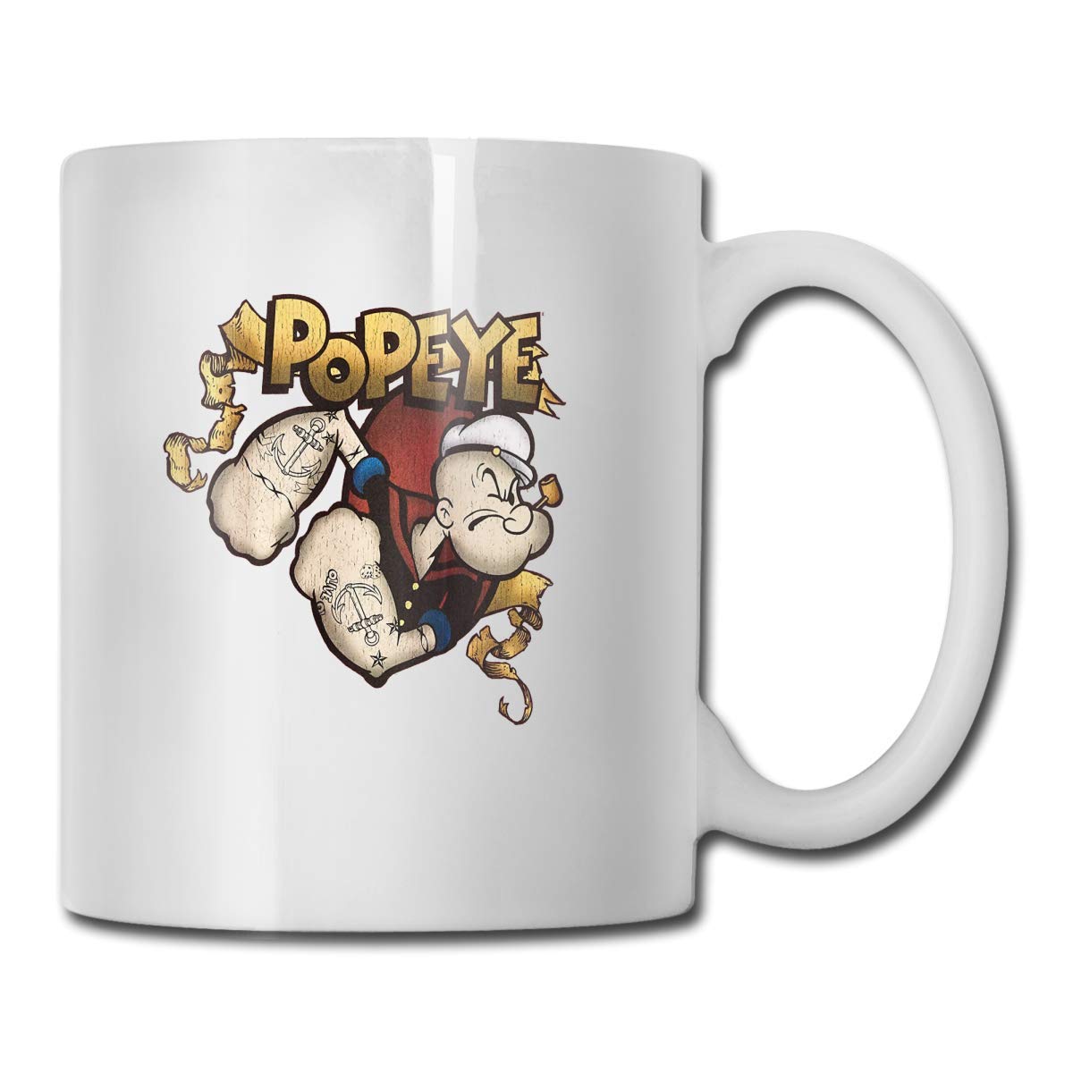 JKHIUAHPopeye The Sailorman Frosted Ceramic Drinkware Cup Coffee Cup Mug Tea Cup for Office Home Capacity.