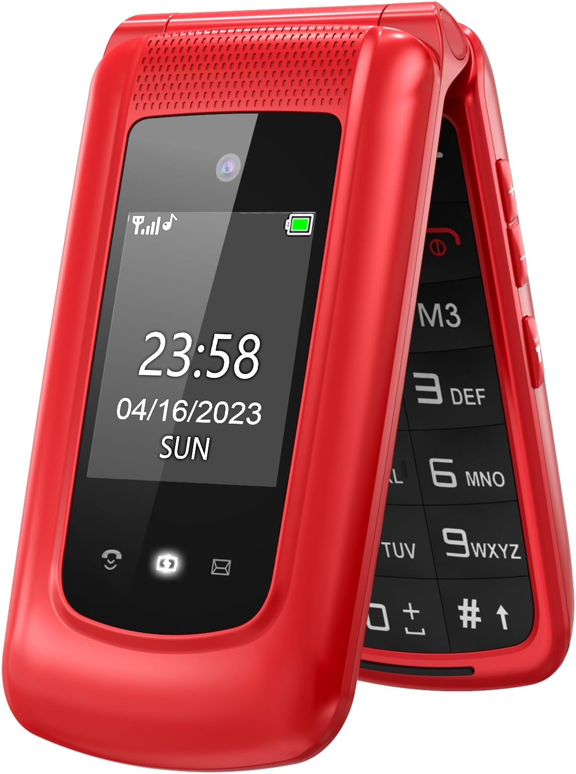 – uleway Big Button Mobile Phone for Elderly Sim Free Unlocked Flip Senior Mobile Phone with SOS Button Torch Camera Bluetooth Loud Speaker Easy to Use for Senior (2G-Red)