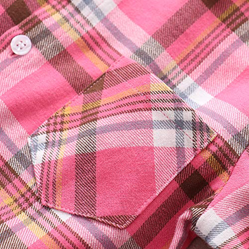 Phorecys Girls' Plaid Flannel Shirt Long Sleeve Button Down Buffalo Checkered Shirt Z05 Tag 150-7/8 Years #TOP3