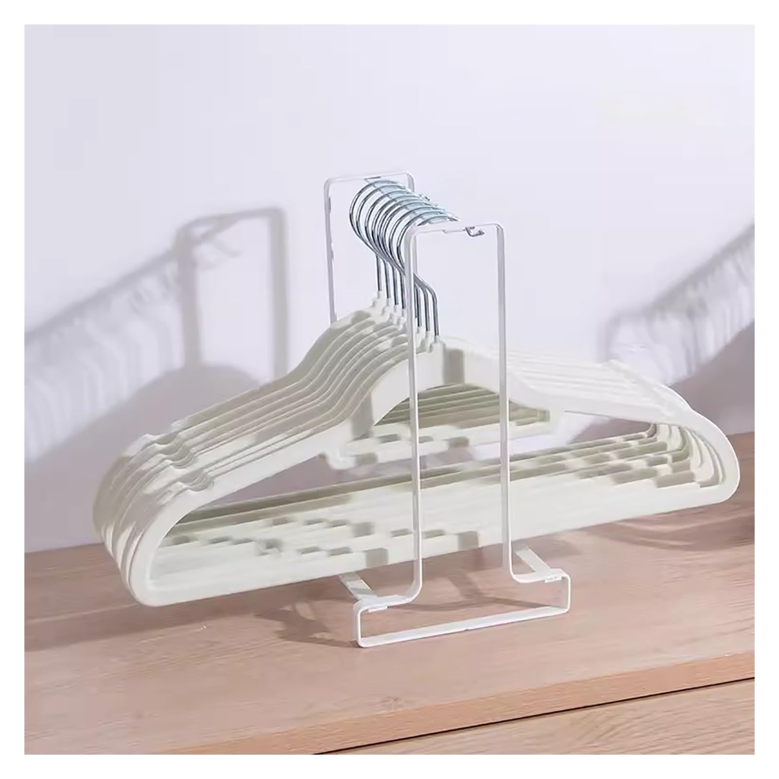 KLYDBMYT Clothes Hanger Storage Stand,Desktop Hanger Organizer Stacker,Holds up 20 Hangers,Clothing Hanger Storage,Clothes Hanger Organizer Rack for Closet Laundry Room(Color:Black)