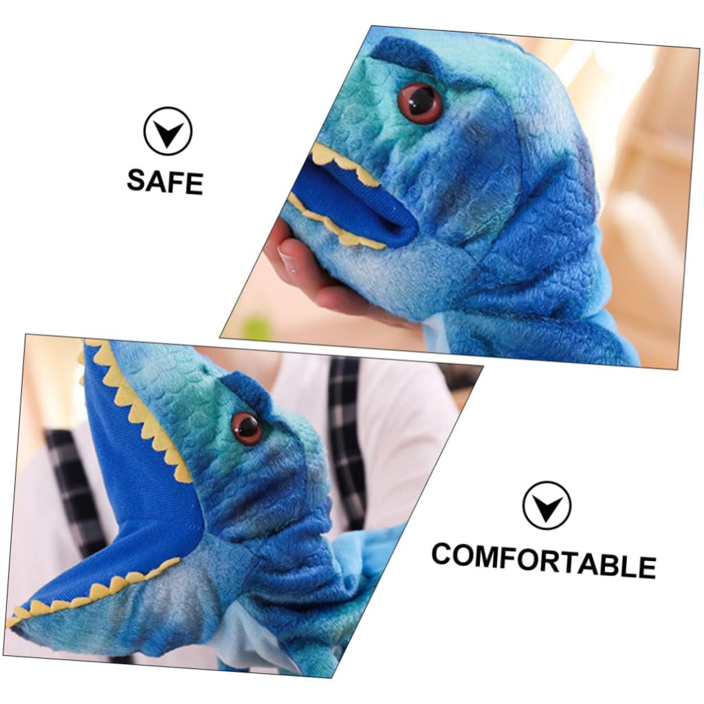 Marioneta de Mano de Dinosaurio para Niños, Juguete Interactivo de Felpa Algodón PP, Diseño Creativo y Color Azul para Juegos y Contar Historias