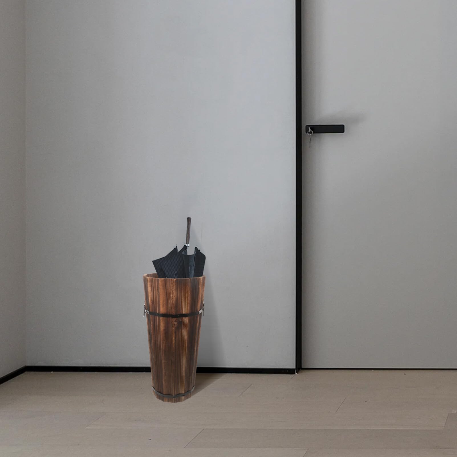 Ciieeo Portaombrelli Da Esterno 16.54X8.27X8.27In Secchio Ombrello in Legno Compatto Supporto Ombrello Per Casa Ufficio Ingresso Organizer Ombrelli E Bastoni Design Elegante Salvaspazio