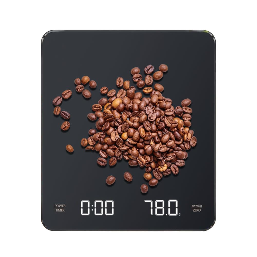 MIUUIPI Mini-Kaffeewaage mit Timer für Espressoliebhaber im Zuhause mit 3kg/0,1g Genauigkeit