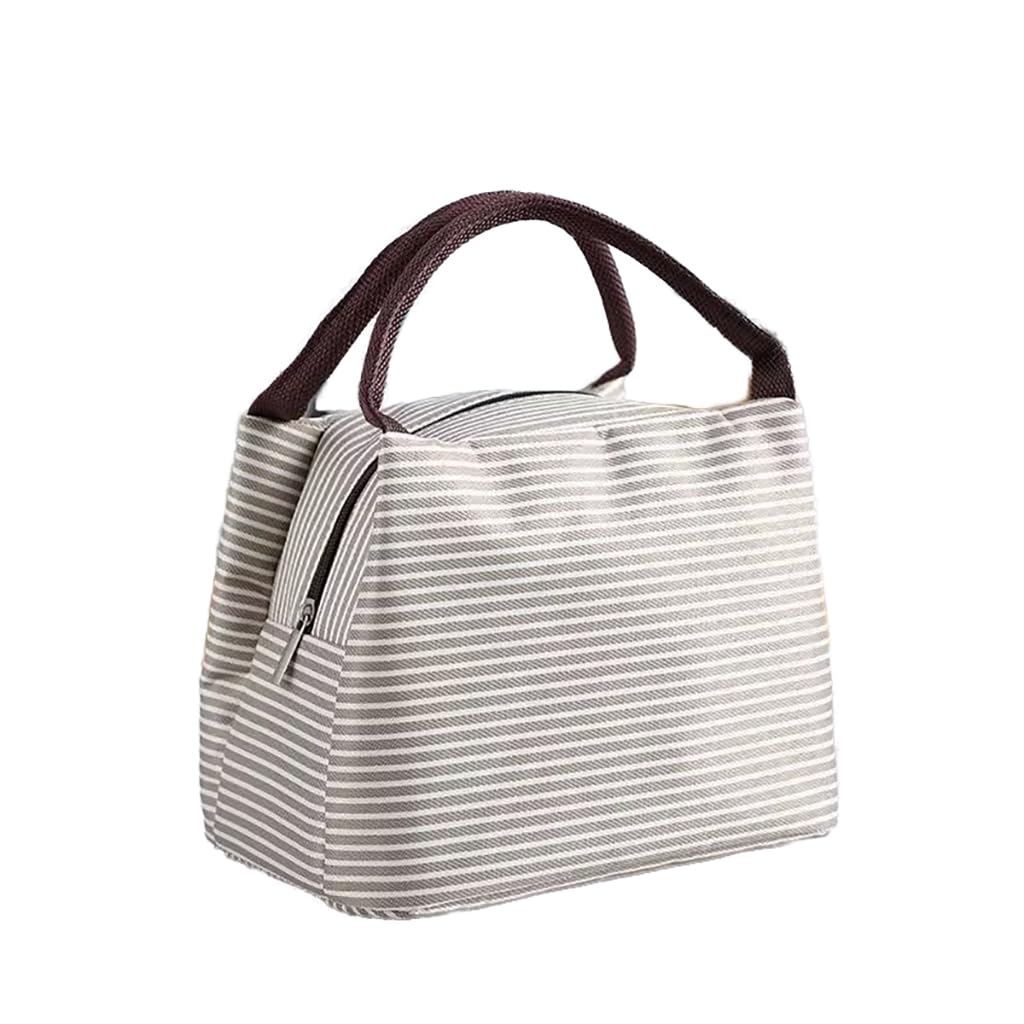 Zibuyu® Insulated Lunch Bags for Office & School Use, Beige Stripe Tiffin Bag for Women Polyester/Oxford Cloth, Portable Thermal Food Storage for Work, School, Outdoor-image-28