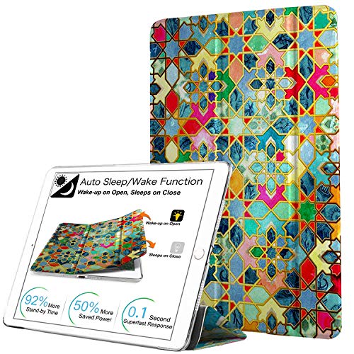 Image of DuraSafe Cases for iPad 9.7 Inch 2014 Air 2 Generation [ Air 2nd ] A1566 A1567 MH2V2HN /A MH2W2HN /A MH2U2HN /A MGL12HN /A Printed Slim Lightweight PC Dual Angle Stand Clear Flip Back Cover - Damask