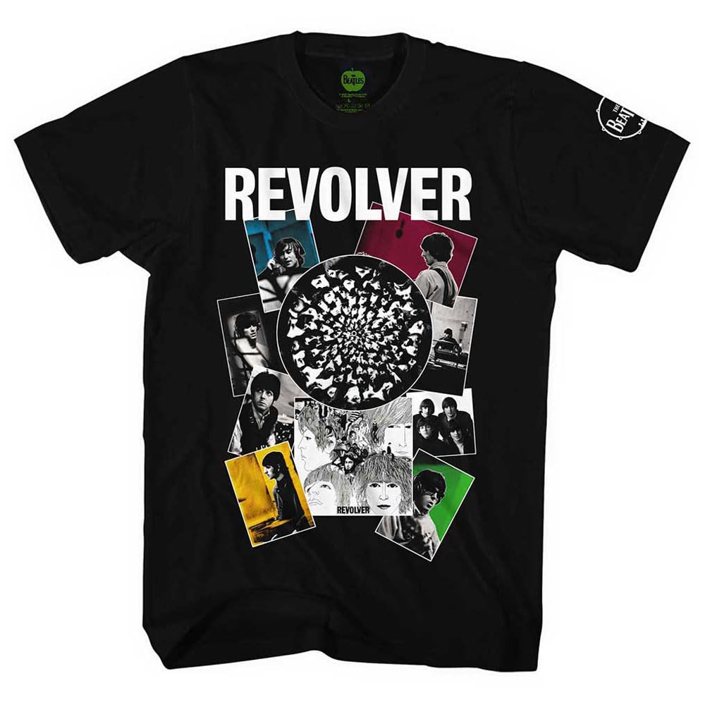 Rock Off Officially Licensed Products Men's Black The Beatles Revolver Montage T Shirt Xl