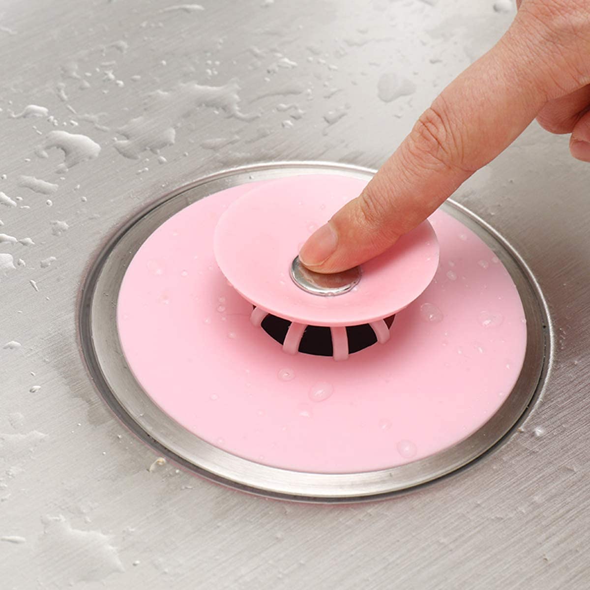 AGABANI Universal Sink Stopper Silicone Bathtub Stopper,Kitchen Sink Drain Strainer,Bathroom Drain Plug Drain Stopper,Shower Drain Sink Cover with Hair Strainer (Pink) (B09JZLTZTT) Amazon Price History, Amazon Price Tracker
