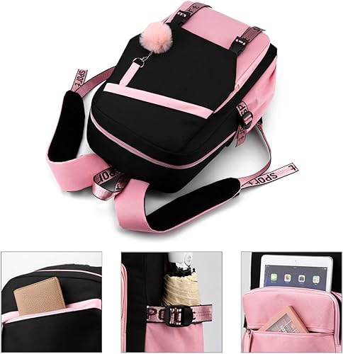 Miniatura 5 de Cihuiung Mochila de anime japonés, bolsas de libros de dibujos animados para viajes al aire libre, mochilas unisex para computadora portátil