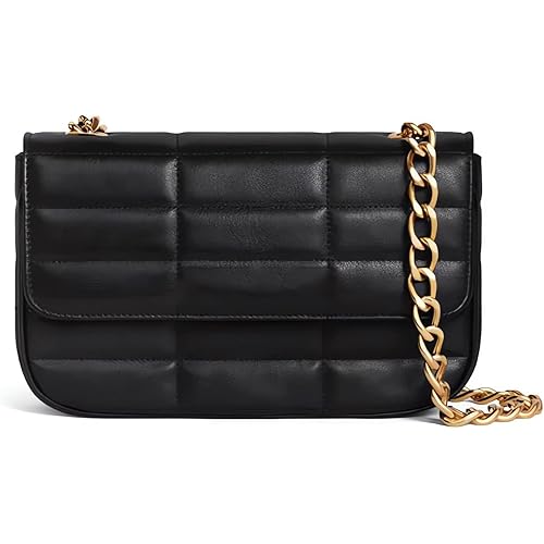 ZWPO Women's Leather Designer Crossbody Bags and Purses,Female Chain Messenger Clutch Bag Adjustable Quilted Handbags