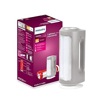 PHILIPS Helio Multi-Functional Emergency Rechargeable LED Lantern| 3 Lighting Modes and Dimmability Brightness Control Method|2200 mAH Battery, Grey - image, photos