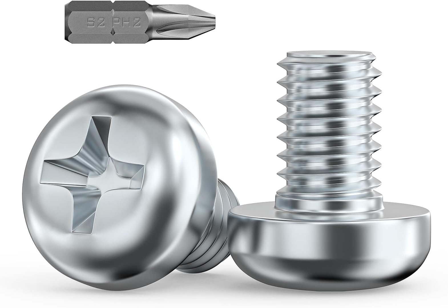 20Pcs M4 Screws, M4 x 6mm Pan Head Machine Screws, Phillips Drive, Fully Threaded, Zinc Steel, Bright Finish with Bit