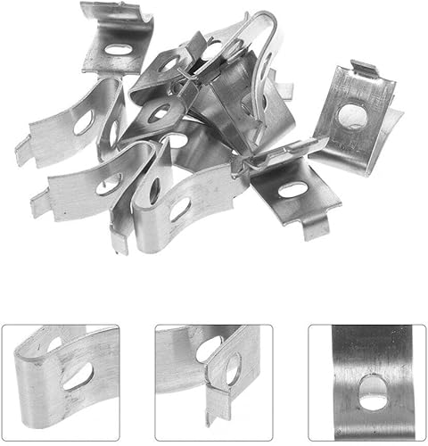 Miniatura 8 de OSALADI Estantería de alta resistencia, 6 clips ajustables para estantes de acero inoxidable, soportes de estantería de tira de pilastra de metal,