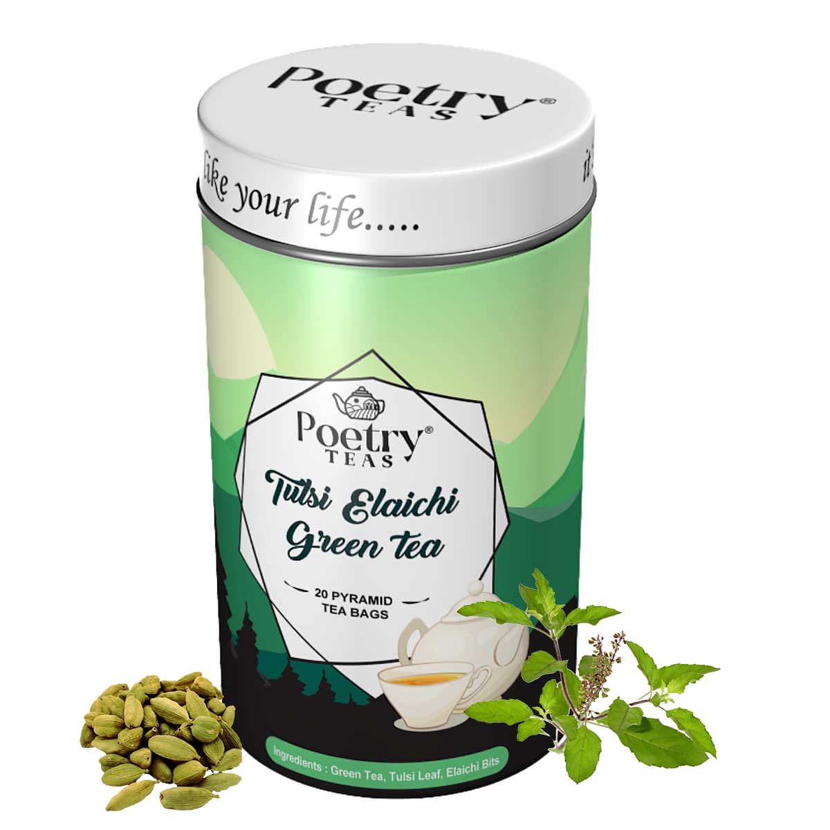 Poetry Teas Tulsi Elaichi Green Tea | Promotes Heart Health, Eases Bloating, and Boosts Metabolism | Aromatic Blend for Wellness - 20 Tea Bags (B09TVV73N9) Amazon Price History, Amazon Price Tracker