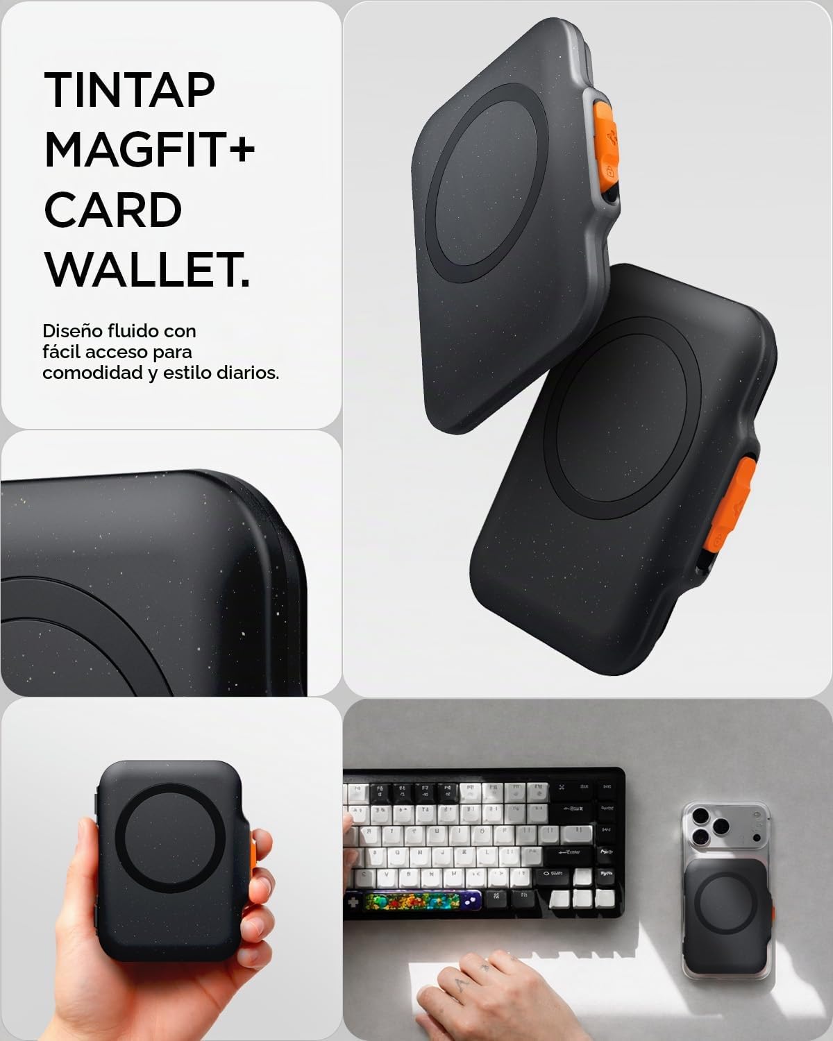 Spigen Cartera Magsafe TinTap MagFit+ Tarjetero Magnético con Sistema de Bloqueo Compatible con iPhone 17/16/15/14/13/12 Magsafe Wallet
