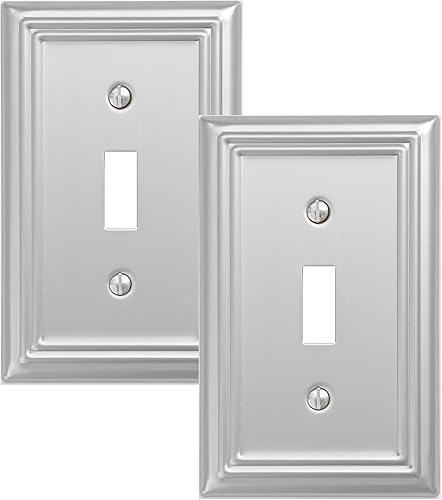 Vista 64 de Adler - Cubierta cuádruple para interruptor de luz decorativa Adler, placa de pared de metal, paquete de 2 unidades, níquel cepillado de 4