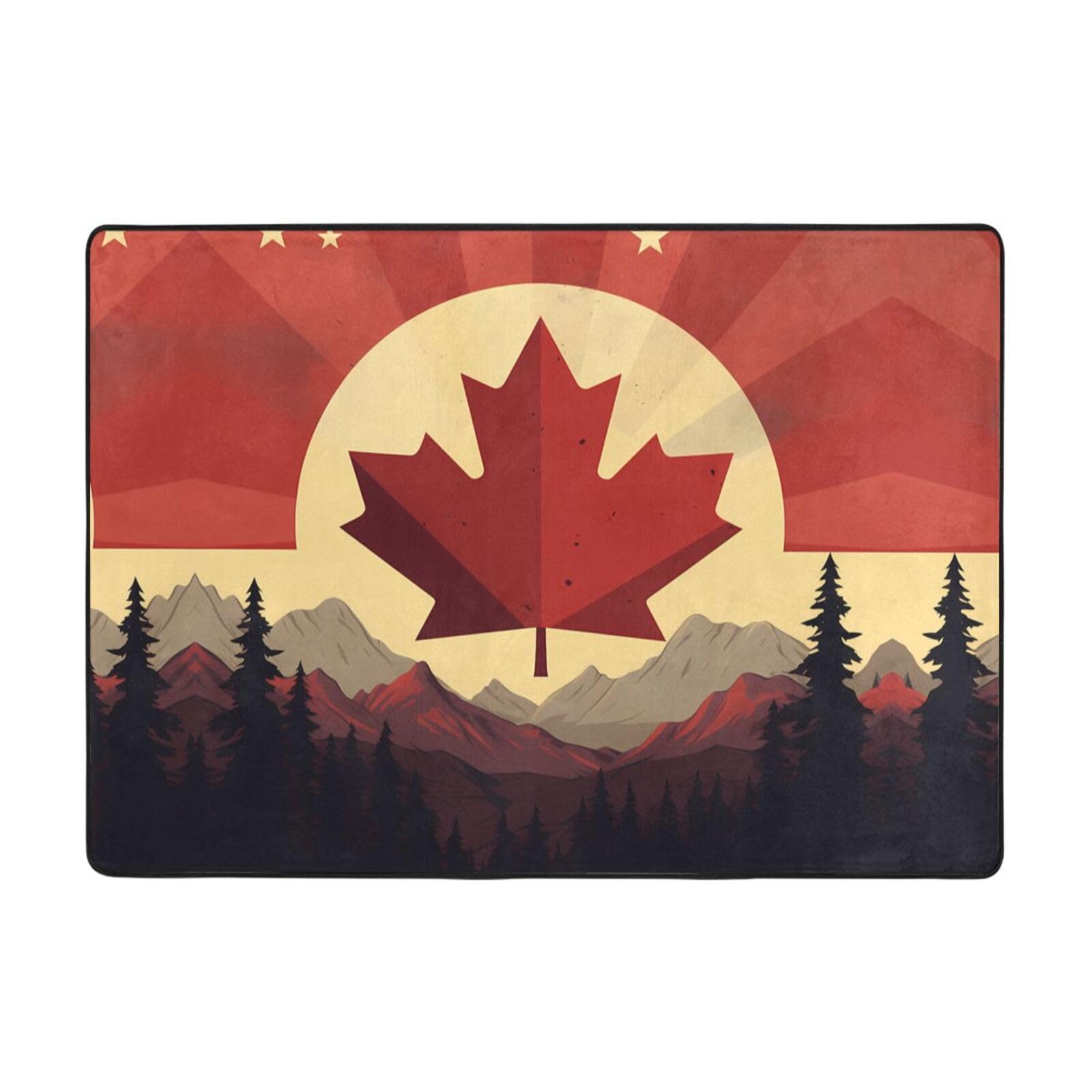 Tapis doux au toucher motif feuille d'érable rouge pour sol froid et grand salon