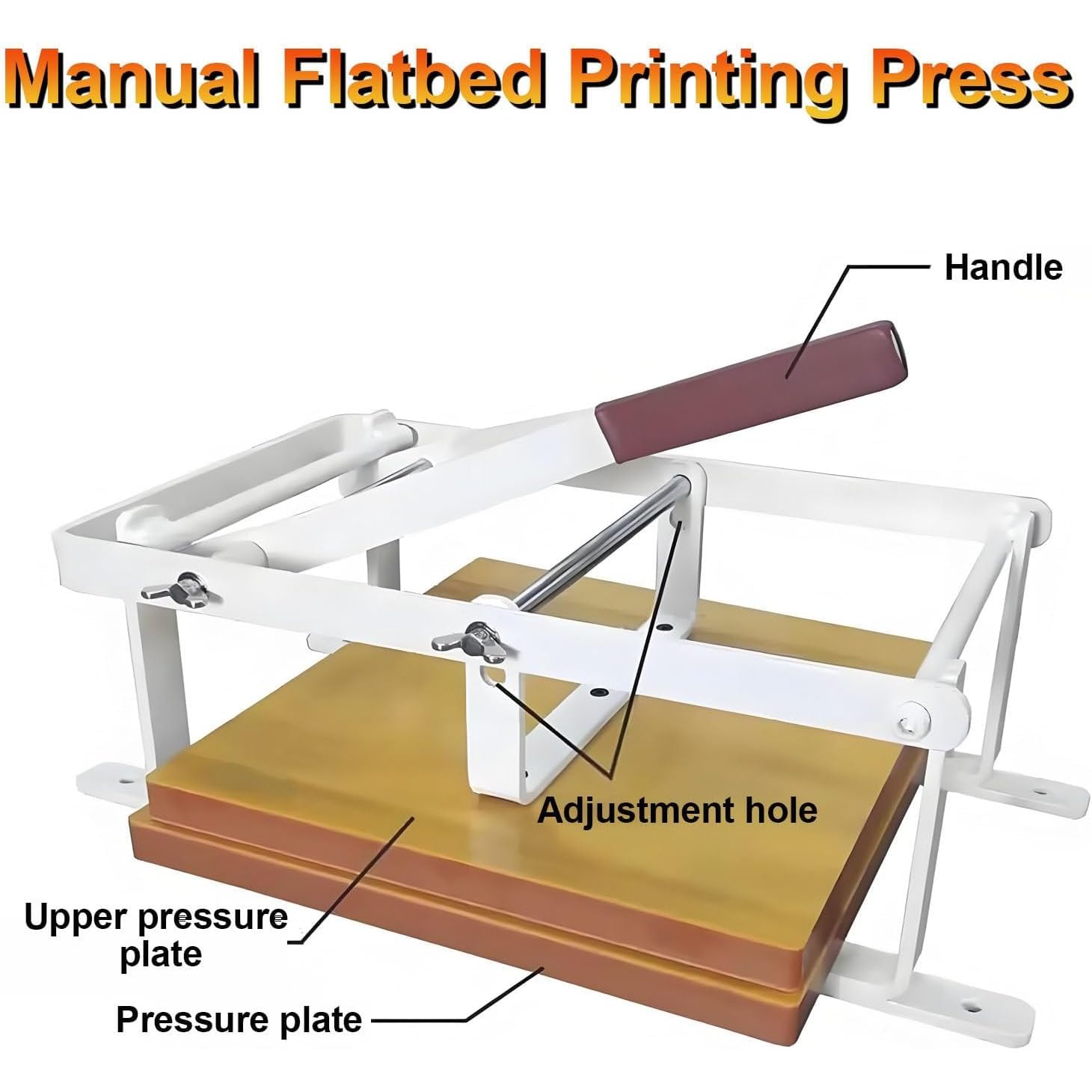 Máquina de impresión manual de prensa plana, prensa de linóleo de 12 x 12 pulgadas con agujero de eje de posicionamiento doble y ajuste de altura para corte de tinta de bloque de madera y linóleo