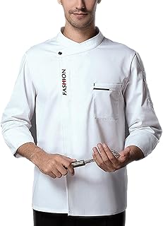 Chef Coat Men Women Unisex Chef Jacket Short Sleeve Chef Uniform Breathable Restaurant Catering Cooking Clothes Kitchen Food Service Hotel Sushi Work Shirt (Color : White, Size : C(2XL))