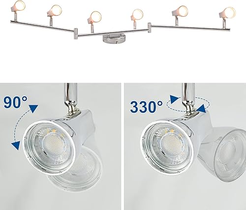 Miniatura 4 de DLLT - Kit moderno de iluminación LED de pista, 6 luces ajustables decorativas para riel, foco de techo o pared de montaje empotrado de 6 vías para