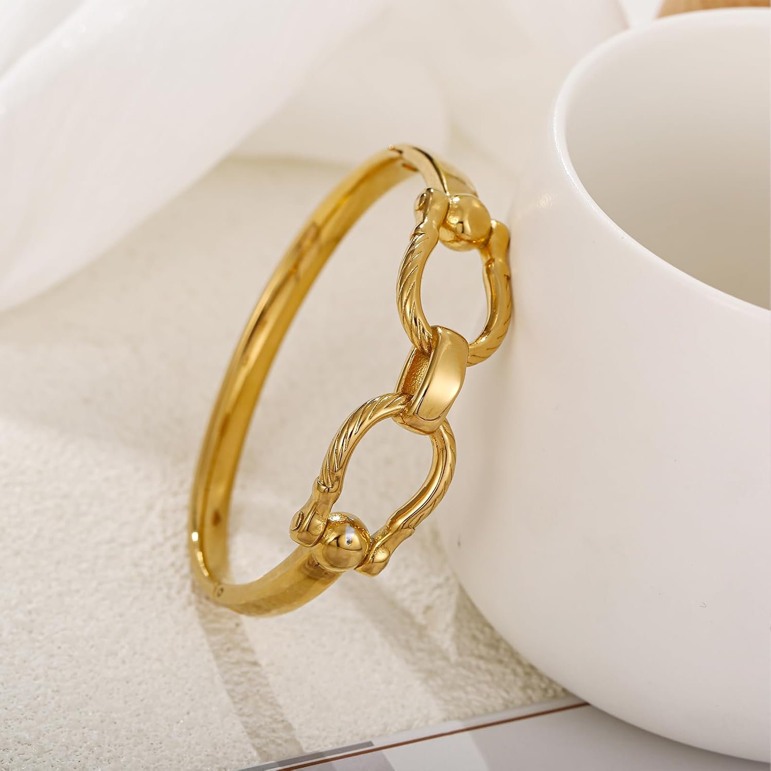 Gold Chunky Bangle Bracelets for Women Simple Twisted Textured Cuff Bangle Wide Square Bangle Bracelet Minimalist Bracelet