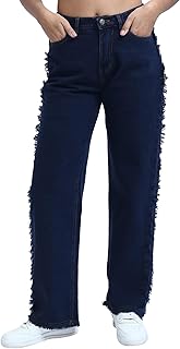 بنطلون جينز سادة بقصة موم فيت عادية للنساء من ريفين، لون أزرق فاتح