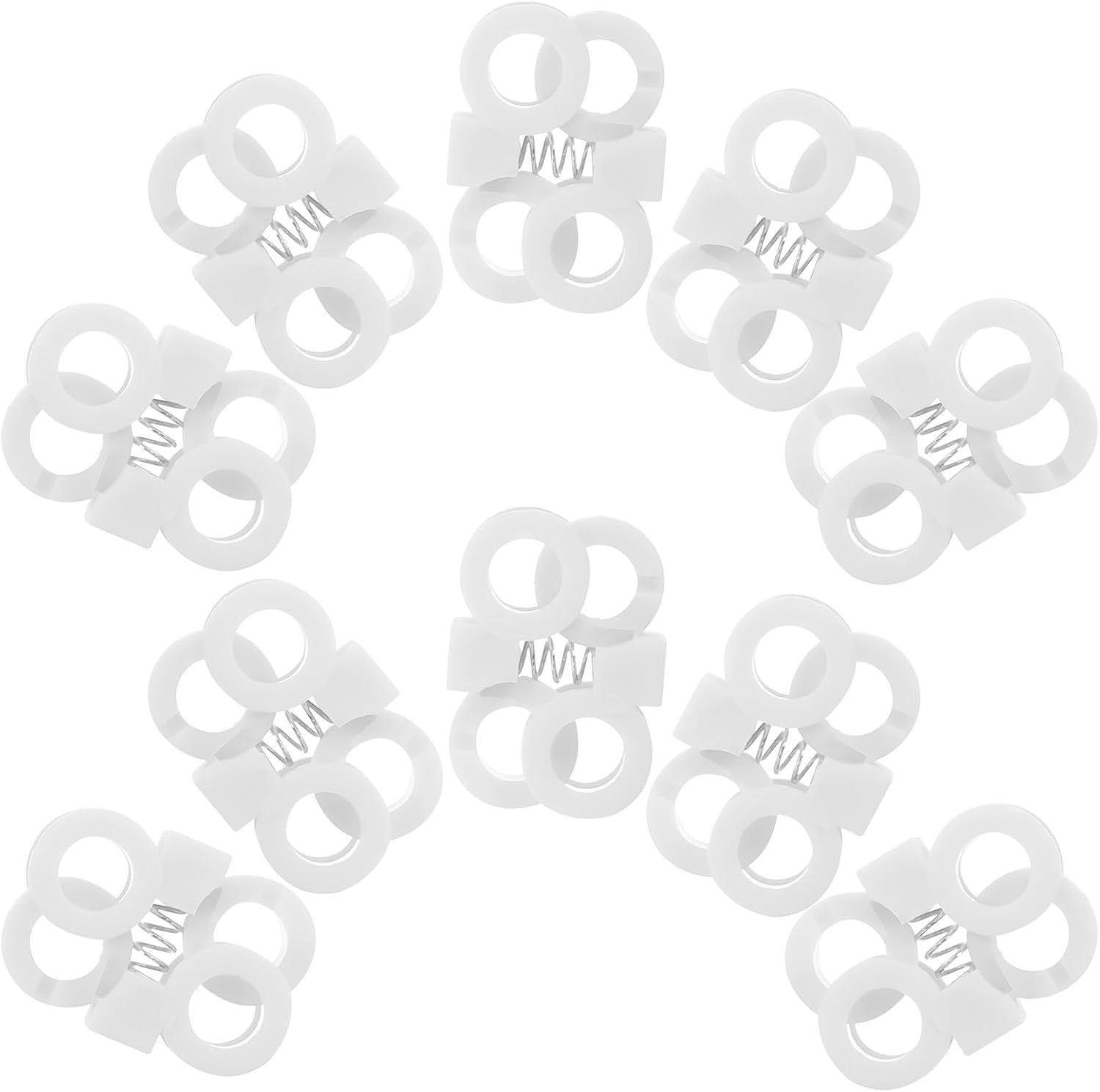 SECFOU 10pcs Shoe Lace Fasteners Cord Locks Shoelace Buckle Clips Elastic No-tie Locks for Adults and Sneakers Casual Shoes White Large