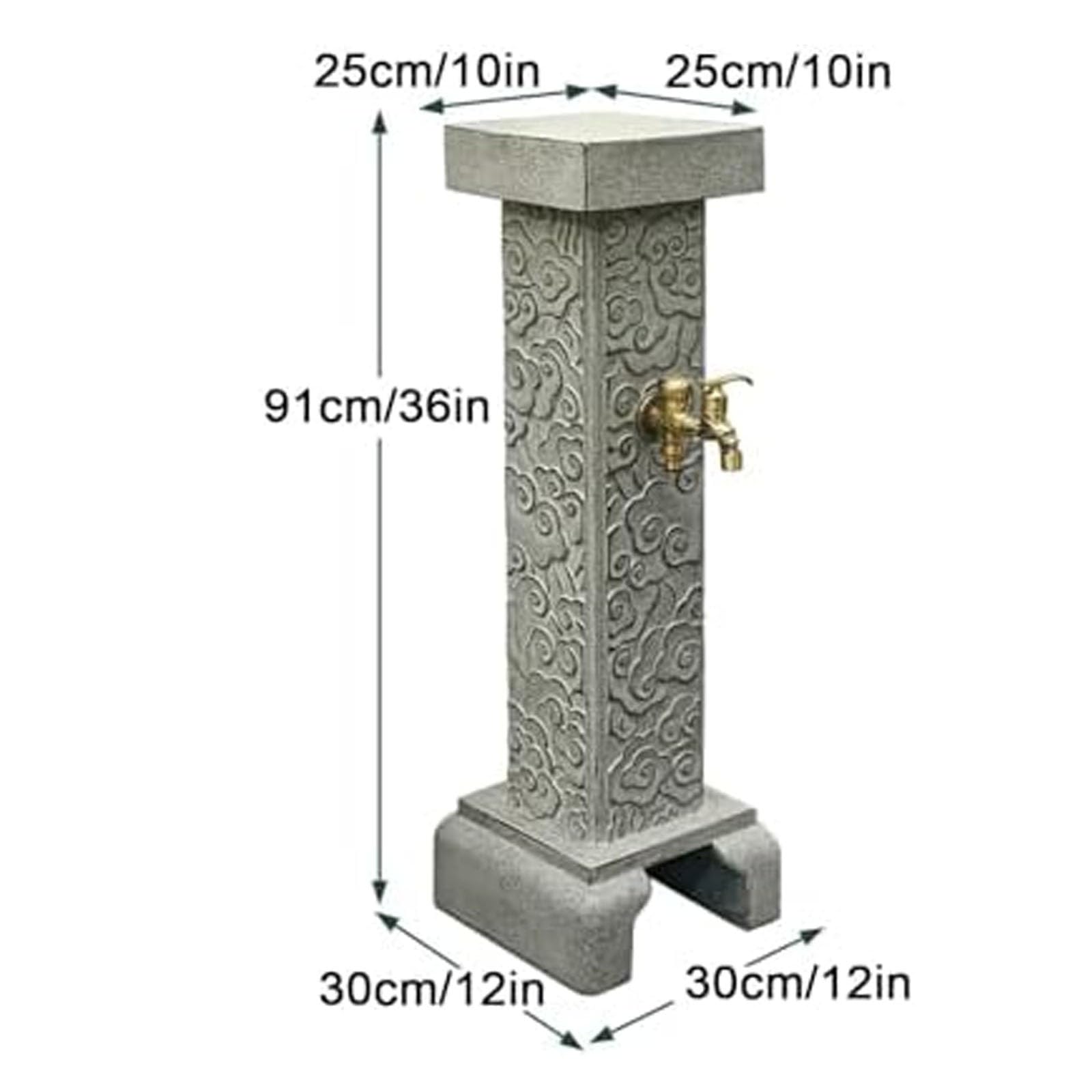 Colonne d'eau Extérieure, Colonne d'eau Extérieure en Acier Inoxydable, Colonne d'eau Carrée Verticale pour Jardin avec Robinet en Cuivre et Robinet D'arrosage, Solution D'arrosage Robuste