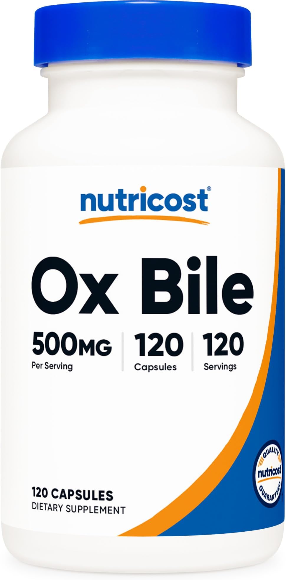Ox Bile Capsules 500mg Per Serving (120 Capsules) - Gluten Free & Non-GMO