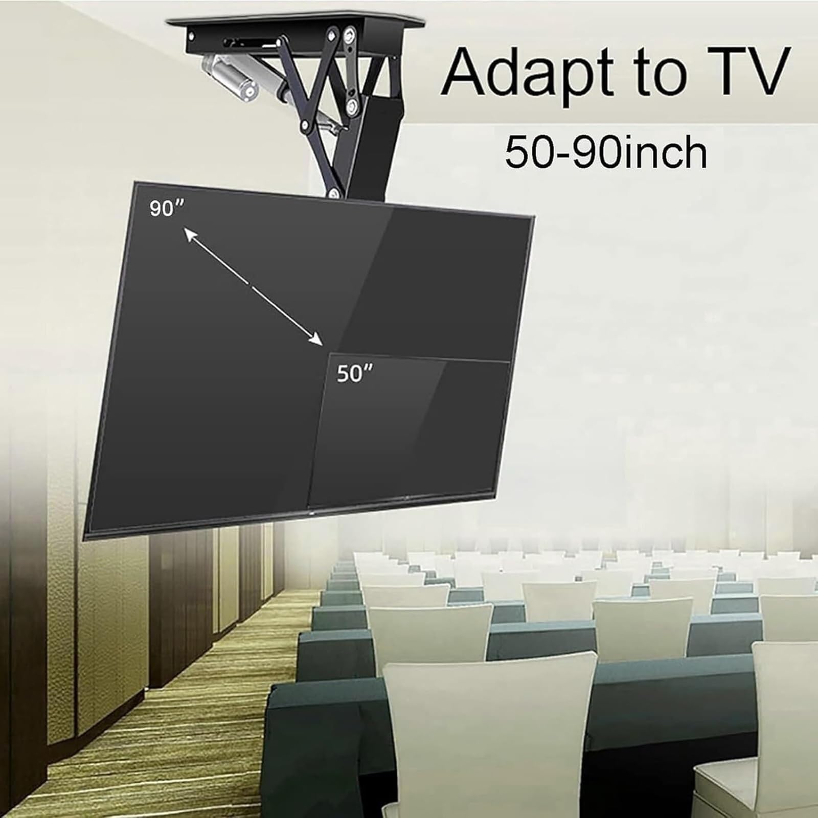 Supporto TV - Soffitto motorizzato - Supporto TV a Parete motorizzato a soffitto, Ribaltabile da 0 a 85°, Sollevatore TV a Scomparsa, Supporto TV a soffitto motorizzato