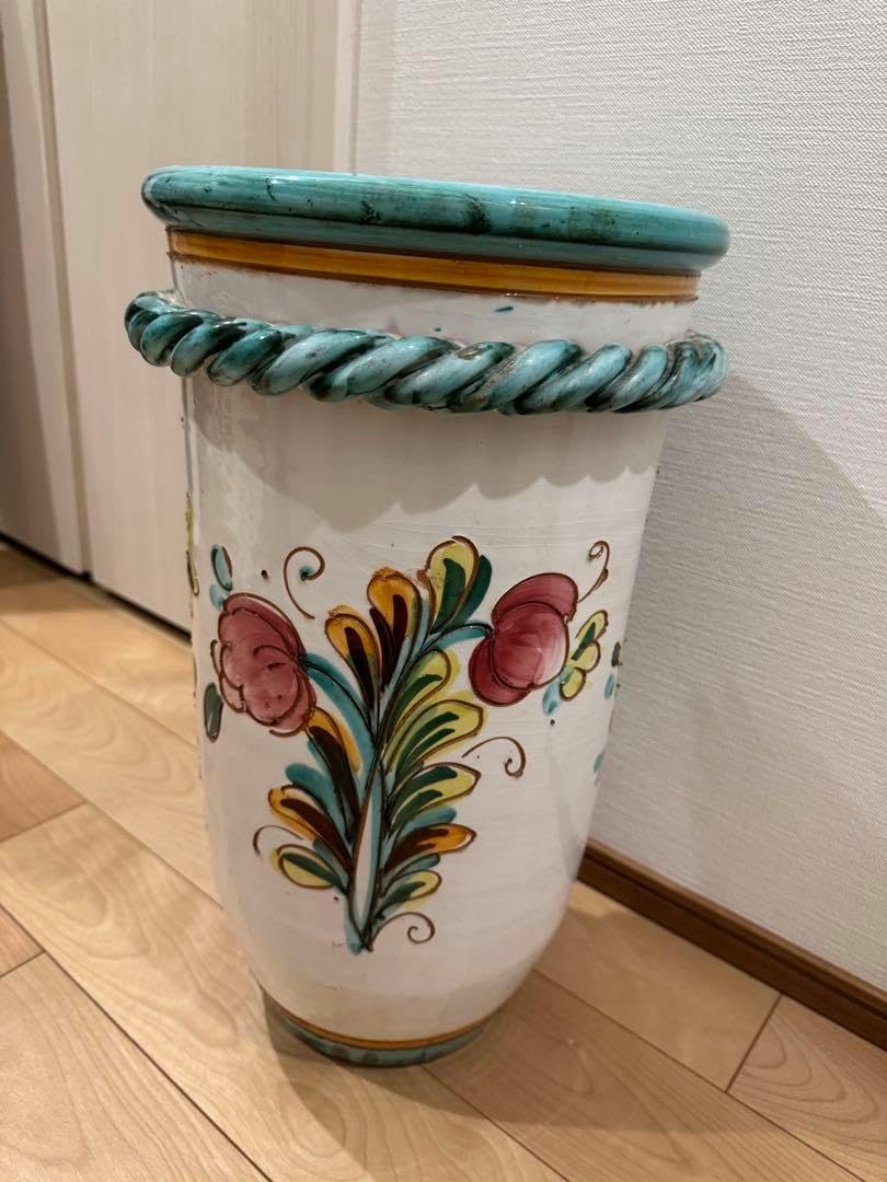 希少 イタリア製 フラワーベース 傘立てトールペインティング